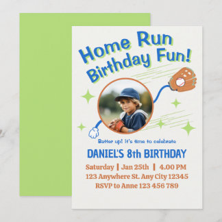 Convites Home Run Baseball Birthday Kids
