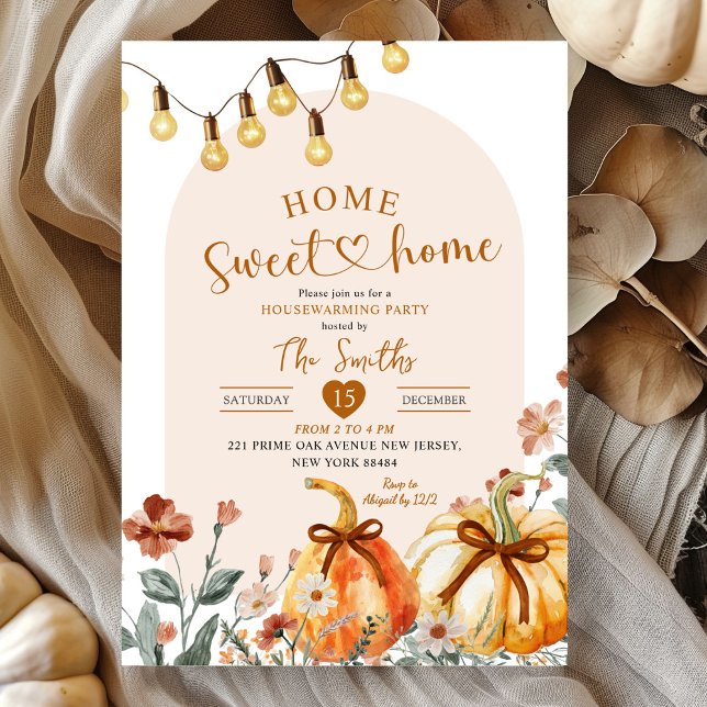Convites Home Sweet Home Boho Pumpkin Housewarming Party (Criador carregado)