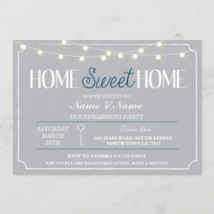 Convites Home Sweet Home Housearming Cinza White Key Convit