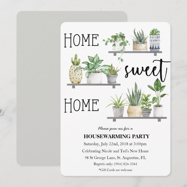 Convites Home Sweet Home Housearming Invitation (Frente/Verso)