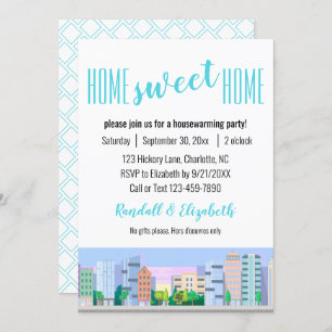 Convites Home Sweet Home Housearming Skyline Modelo