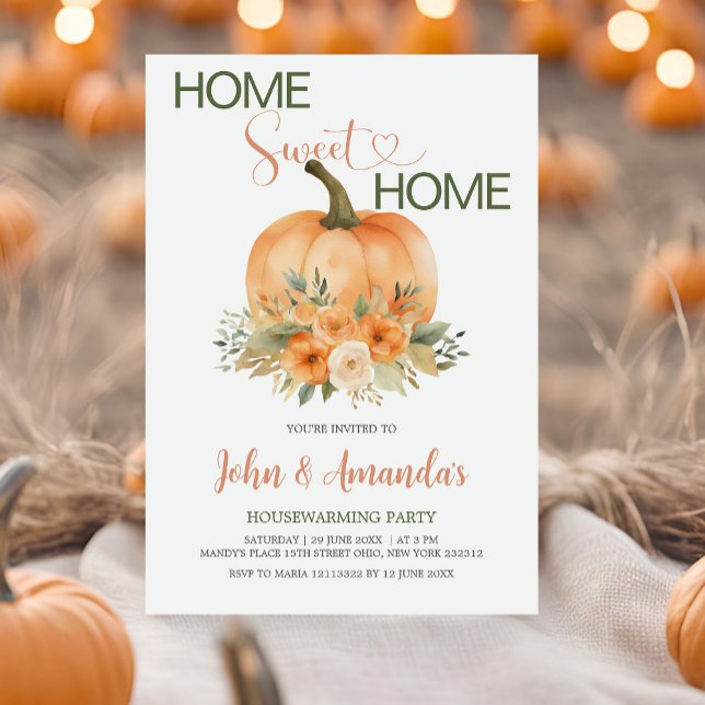 Convites Home Sweet Home Rustic Pumpkin Housearming Party (Criador carregado)
