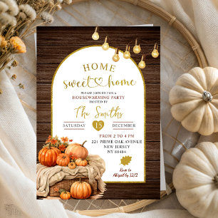 Convites Home Sweet Home Rustic Pumpkin Housearming Party