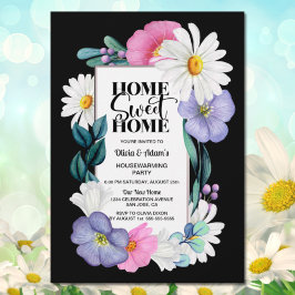 Convites Home Sweple Home Purple Floral Pink