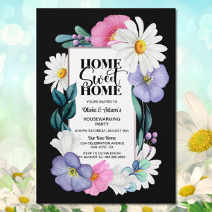 Convites Home Sweple Home Purple Floral Pink