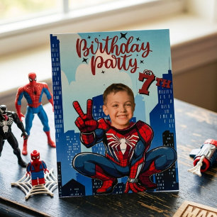 Convites Homem-Aranha Super-Herói Foto Festa de Aniversário
