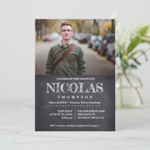 Convites Homem Clássico do Chalkboard Celebra o Formando