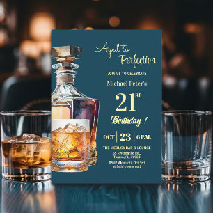 Convites Homem de 21 anos Aniversário Whiskey Envelhecido à