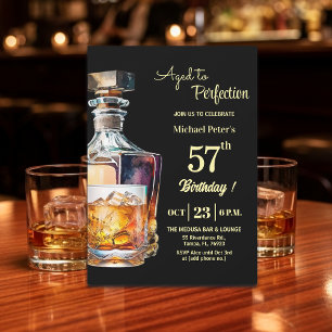 Convites Homem de 57 anos Aniversário Whiskey Envelhecido à