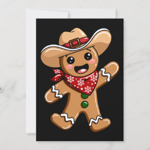 Convites Homem de Biscoito Cowboy Chapéu Bandana Natal Xmas