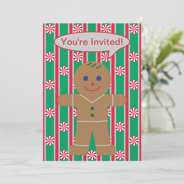 Convites Homem de Gingerpão de Natal divertido e Rico (Em pé/Frente)