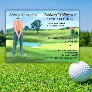 Convites Homem de Golfe Balançando no Meu 60º Aniversário