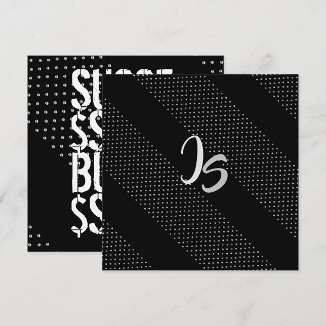 Convites Homem de Negócios Bem-Sucedido Monograma de Prata  (Frente/Verso)