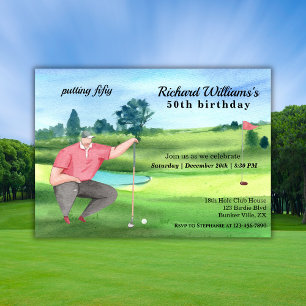 Convites Homem Golfe Tacadas Cinquenta 50º Aniversário