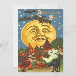 Convites Homem Na Lua Bruxa Negra De Gato