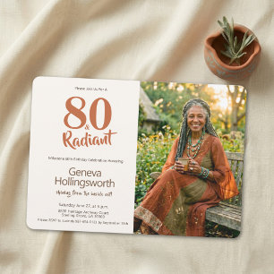 Convites Homenagem Fotográfica de 80 Anos Boho Chic Terroso