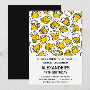 Convites Homens Adultos Cheers and Beers 49º aniversário
