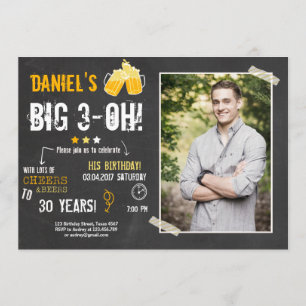 Convites Homens de 30 de aniversário de animadores e cervej
