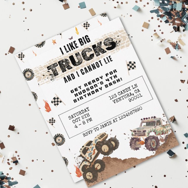 Convites Homens de Caminhão Engraçados Personalizáveis (Criador carregado)