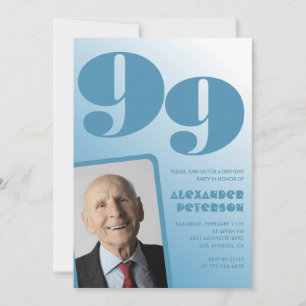 Convites Homens de Fotografia com Gradiente Azul Retroativo