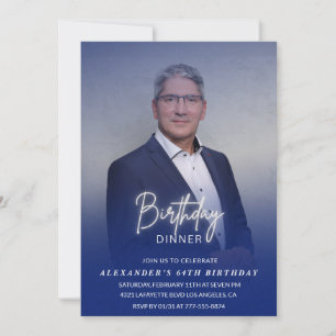 Convites Homens Jantam Marinho de fotos azul 64 anos