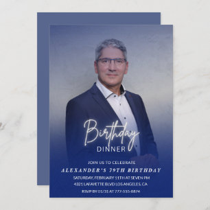 Convites Homens Jantam Marinho de fotos azul 79 anos