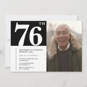 Convites Homens Preto e Branco 76º aniversário