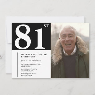 Convites Homens preto e branco 81º aniversário