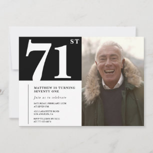 Convites Homens Preto e Branco Aniversário de 71 anos