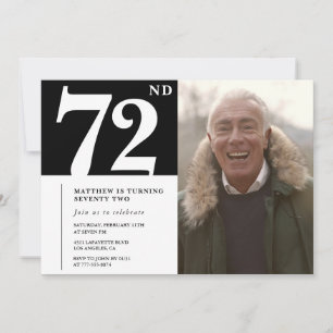 Convites Homens Preto e Branco Aniversário de 72 anos