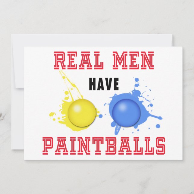 Convites Homens Reais Têm Bolas De Pintura (Frente)