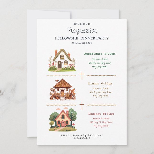 Convites Homes Progressive Fellowship Dinner Invitation (Frente)