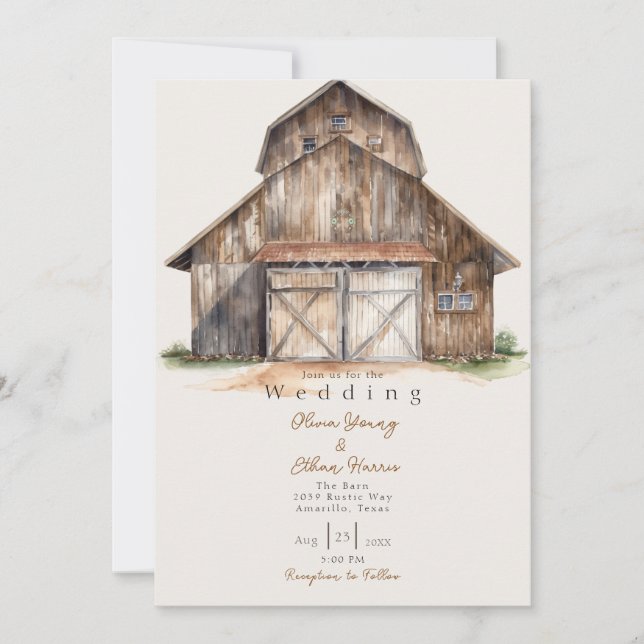 Convites HOMESPUN - Casamento Rustic Barn (Frente)