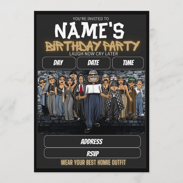 Convites Homies Birthday Invitation, 90s nostalgia (Frente)
