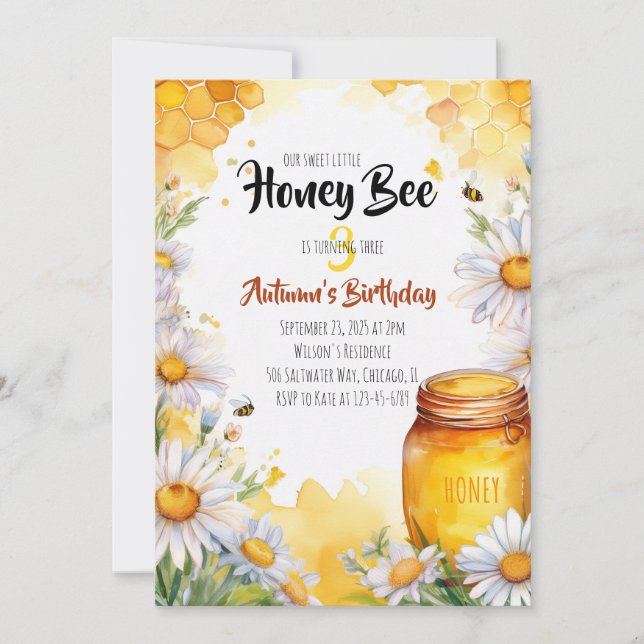 Convites Honey Bee Birthday (Frente)