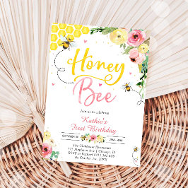 Convites Honey One Honey Bee 1st Birthday Invitation