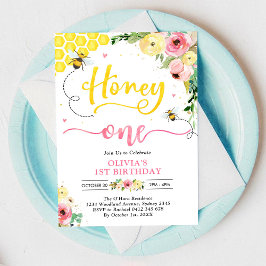 Convites Honey One Honey Bee 1st Birthday Invitation