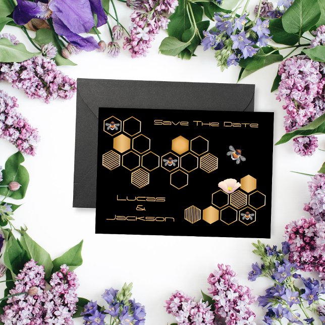 Convites Honeycomb E Floral Salvar A Data (Criador carregado)