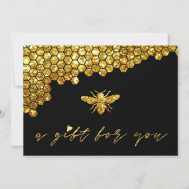 Convites honeycomb faux gold glitter certificado de present