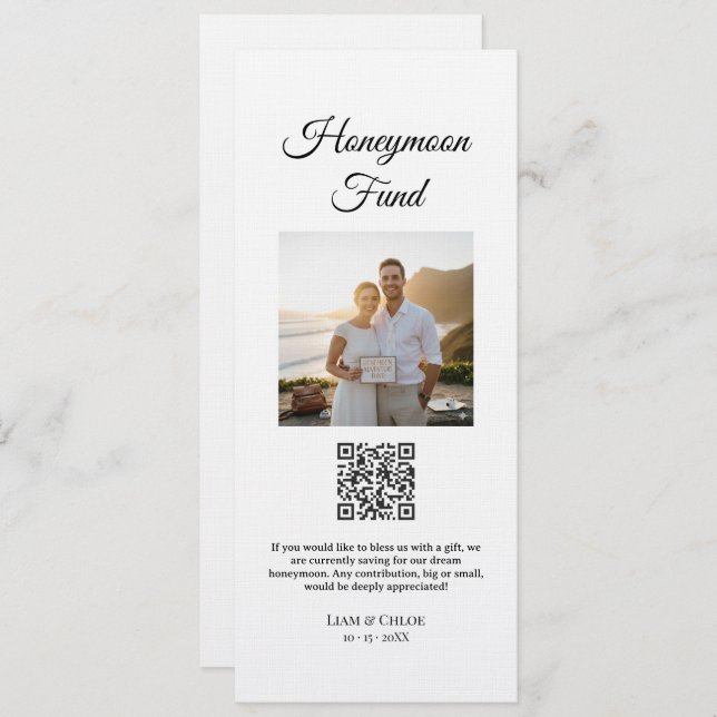 Convites Honeymoon Fund QR Code Sign Wedding Honeymoon (Frente/Verso)