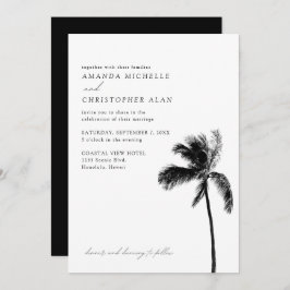 Convites Honolulu Wedding Hawaii Black & White Elegant