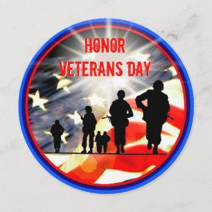 Convites Honor Veterans Day 5.25 x 5.25 Invitation Circle