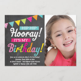 Convites Hooray It's My Birthday (Convite para fotos)