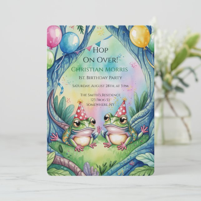 Convites Hop On Over Birthday Party (Em pé/Frente)