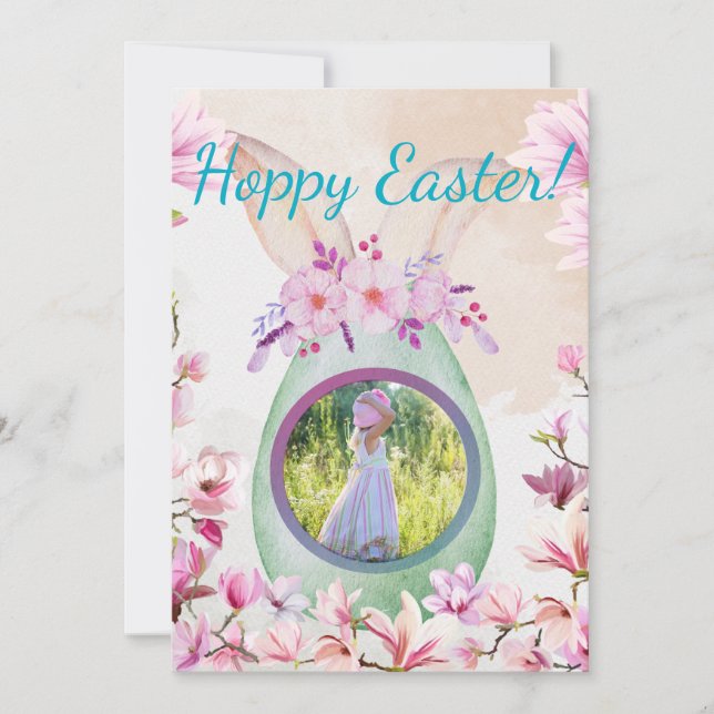 Convites Hoppy Easter green egg photo (Frente)