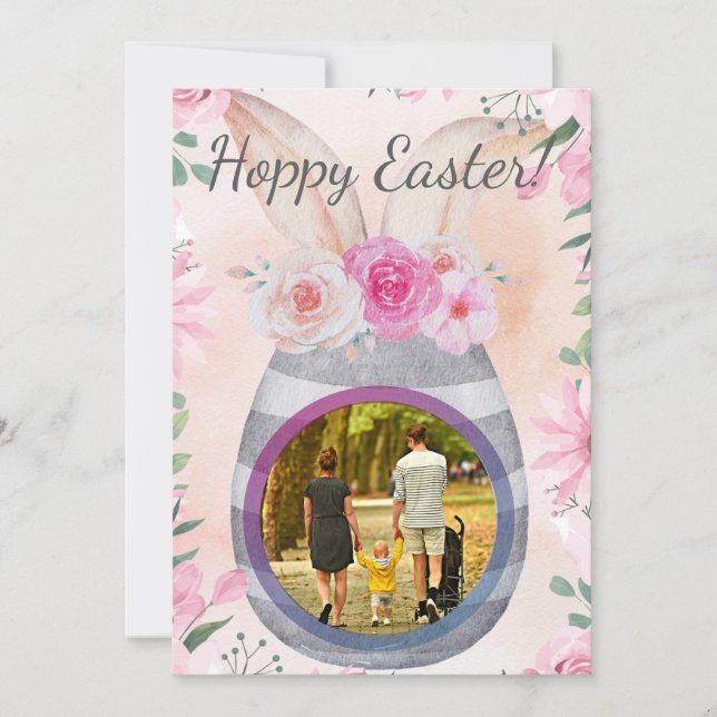 Convites Hoppy Easter photo in grey egg (Frente)