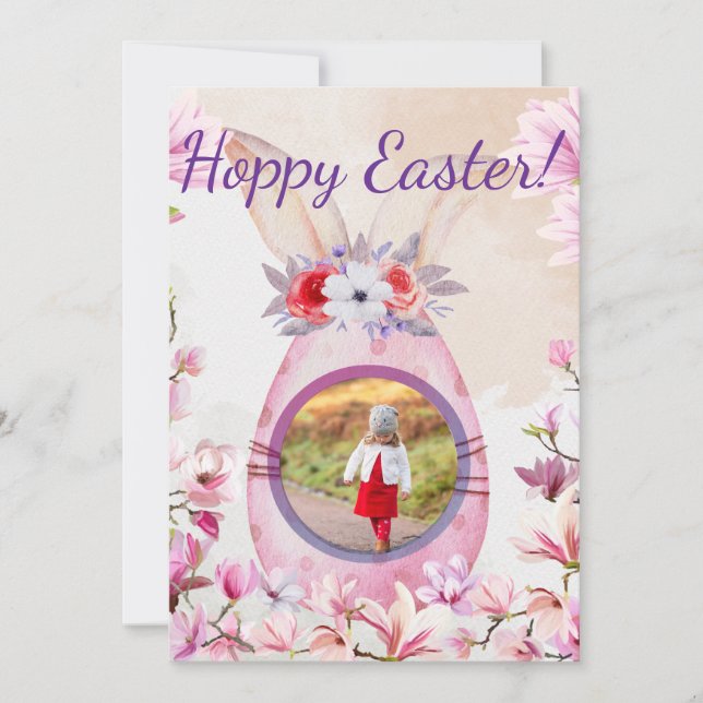 Convites Hoppy Easter pink egg photo (Frente)