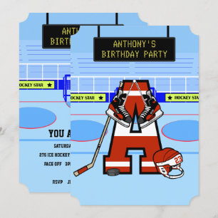 Convites Hóquei inicial de gelo personalizado