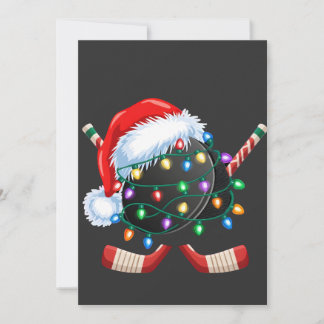 Convites Hóquei no Gelo Papai Noel Bola de Hóquei Natal Esp