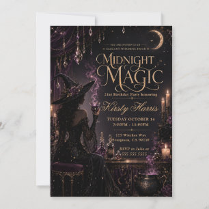 Convites Hora da Bruxaria Magia da Meia-Noite Aniversário d